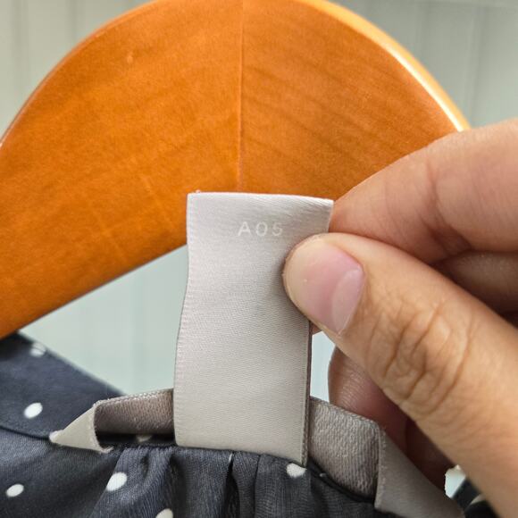 H&M Dark Grey and White Polka Dot Long Sleeve Satin Dress - Picture 6 of 8